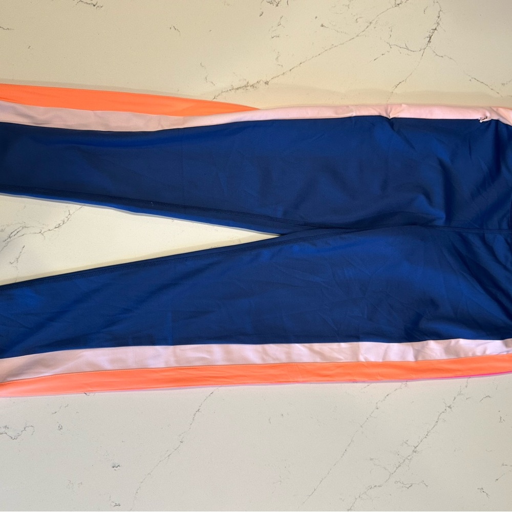 Luxletic Blue Leggings with Gold Logo